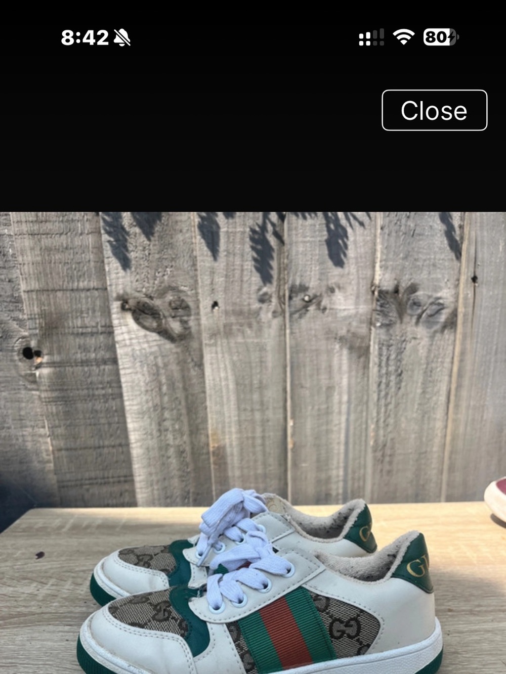 Gucci Kids White Sneakers with Green & Red Web Stripe